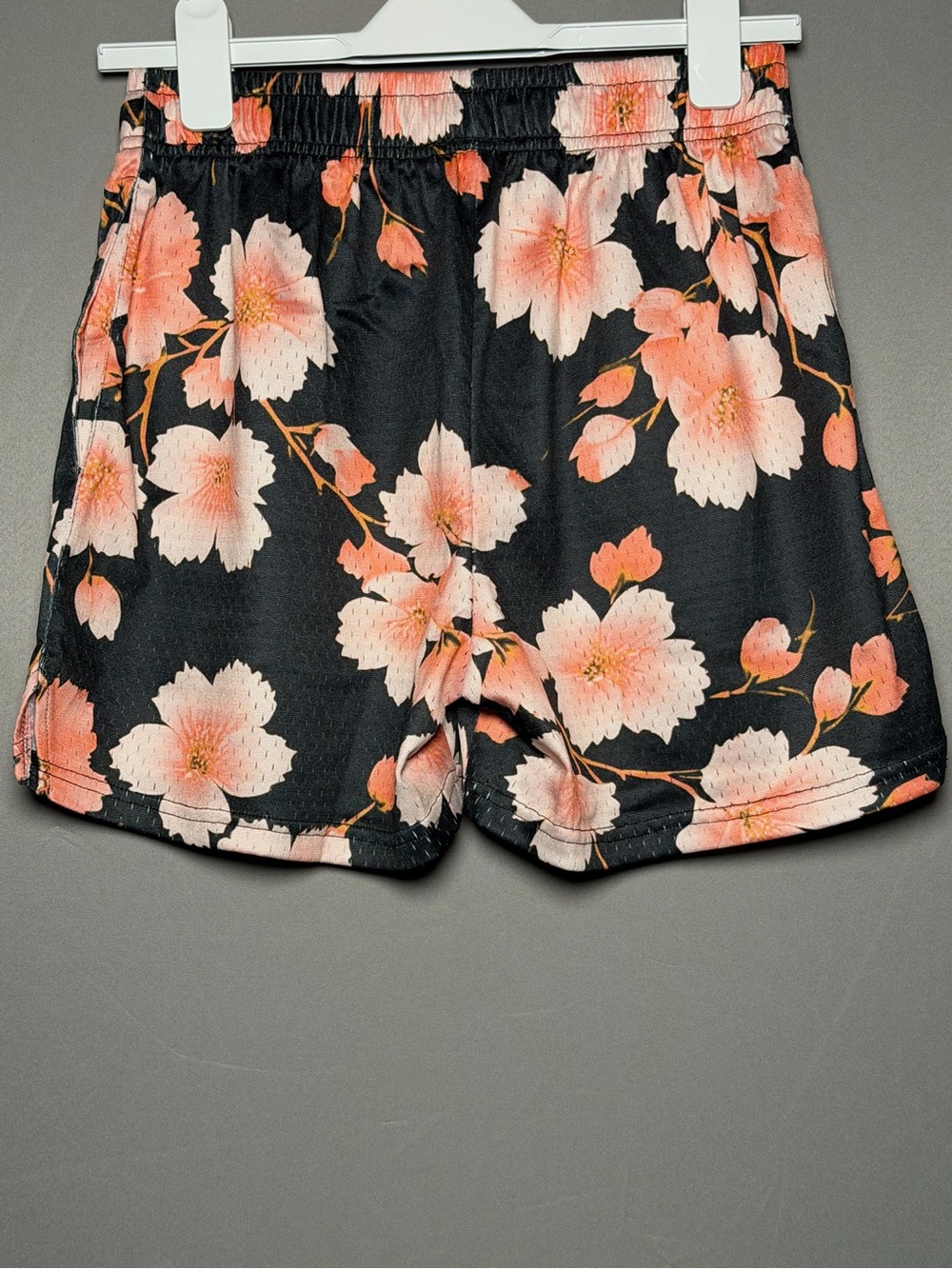 Black Floral Cherry Blossom Athletic Shorts